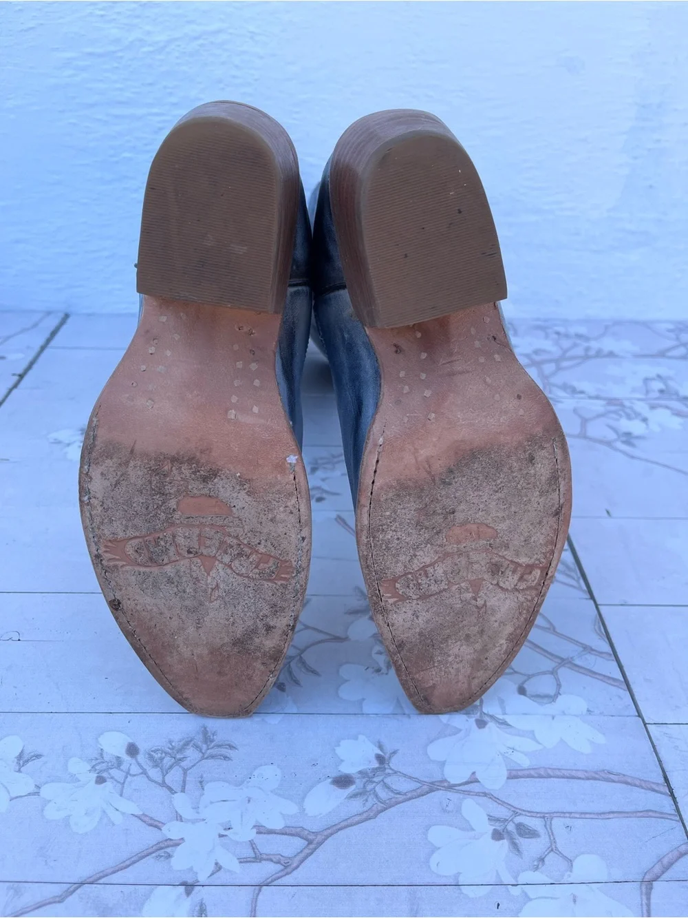 Classic Blue Leather Cowboy Boots